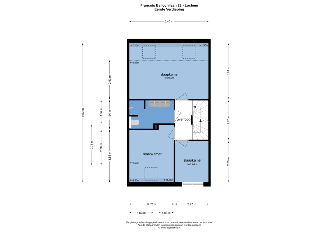 Bekijk plattegrond van EERSTE VERDIEPING van François Ballochilaan 28