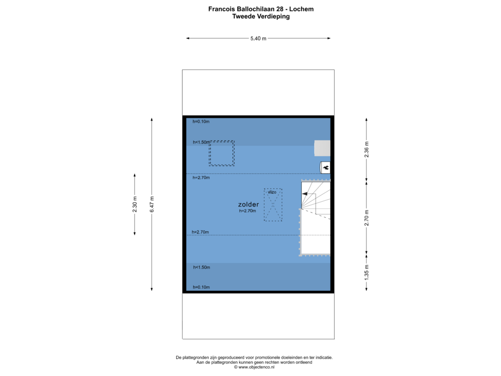 Bekijk plattegrond van TWEEDE VERDIEPING van François Ballochilaan 28