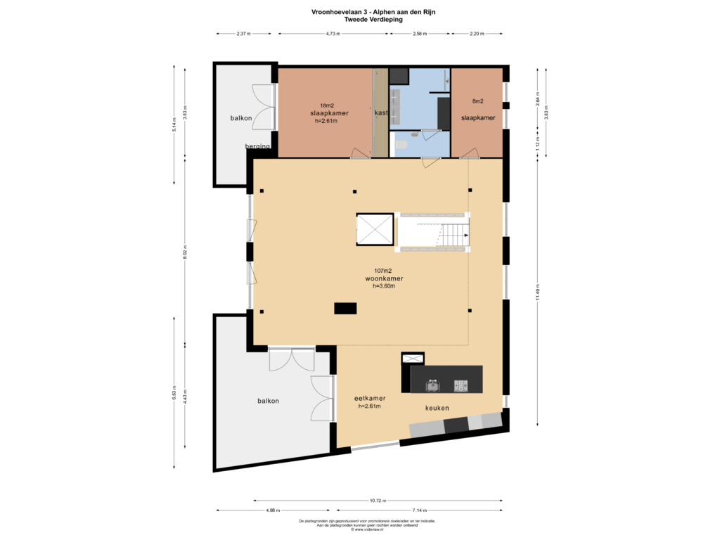 Bekijk plattegrond van Tweede Verdieping van Vroonhoevelaan 3