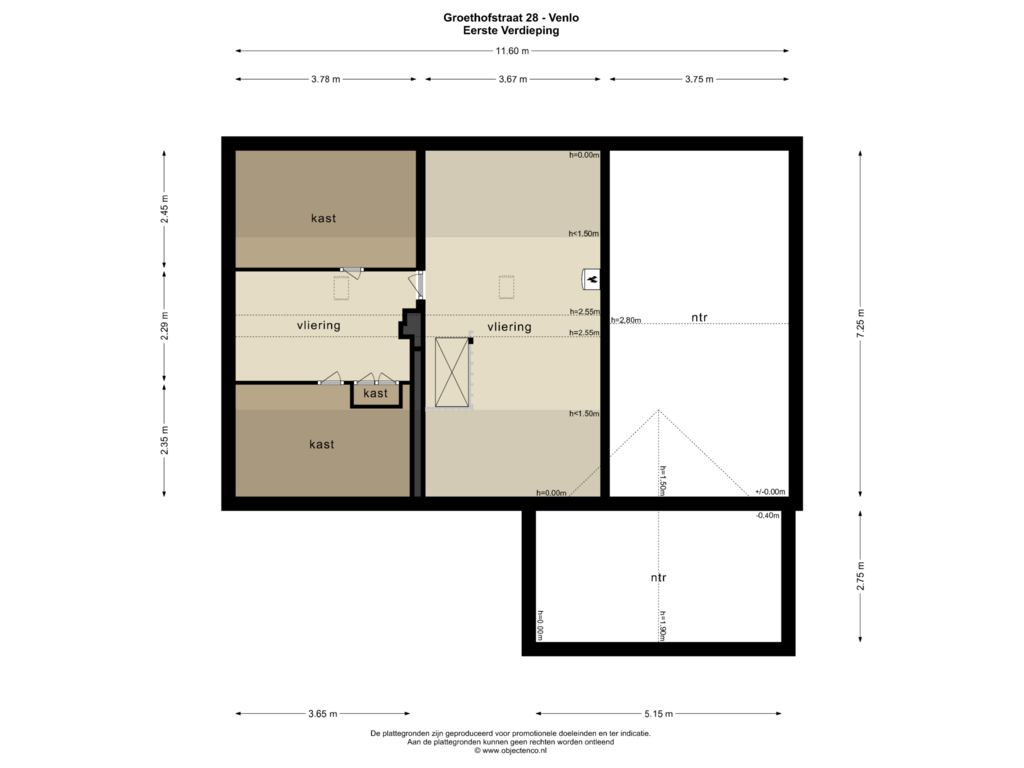 Bekijk plattegrond van EERSTE VERDIEPING van Groethofstraat 28