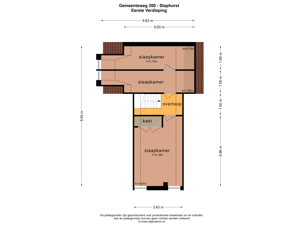 View floorplan of EERSTE VERDIEPING of Gemeenteweg 200