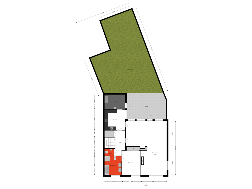 Bekijk plattegrond van 1e Verdieping van Hoogstraat 6-A