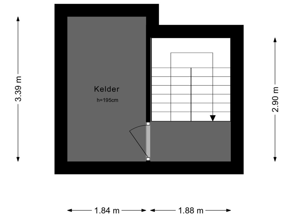 Bekijk plattegrond van Kelder van Hoogstraat 6-A