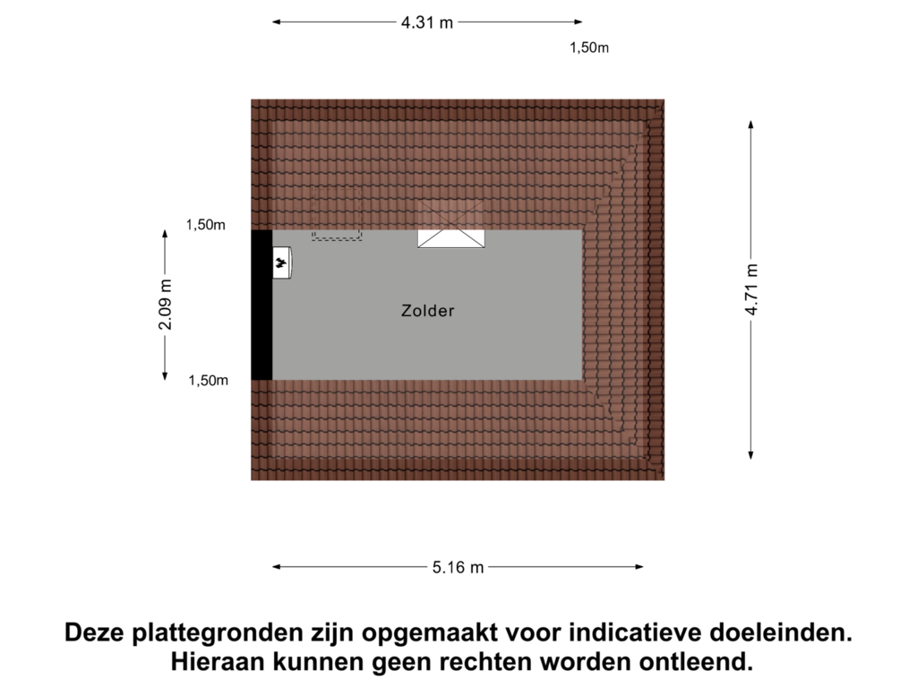 Bekijk plattegrond van Zolder van Turfmarkt 89