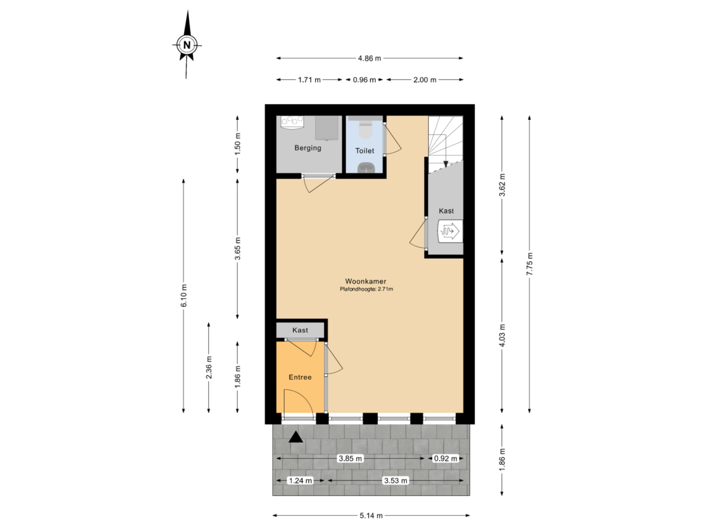 Bekijk plattegrond van Begane grond tuin van Pietje de Fluiterhof 5