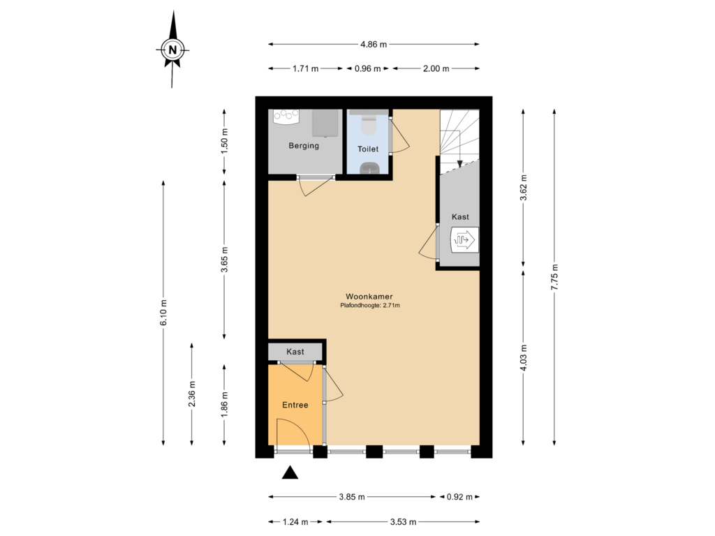 Bekijk plattegrond van Begane grond van Pietje de Fluiterhof 5