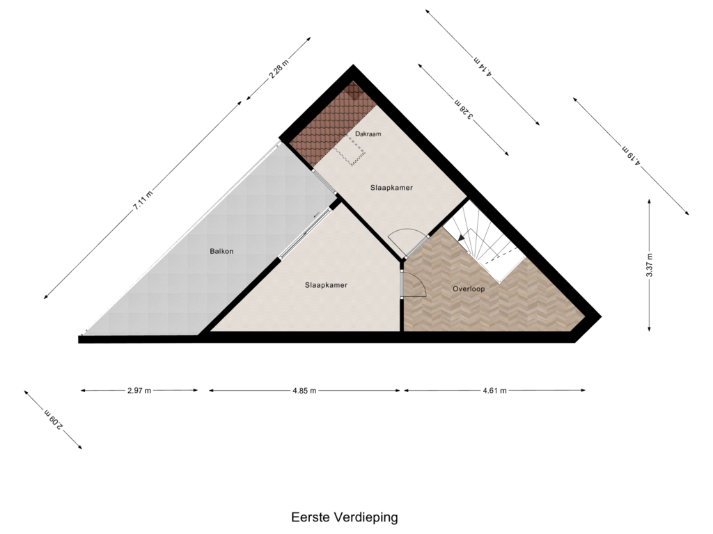 Bekijk plattegrond van Eerste Verdieping van Herckenstein 106