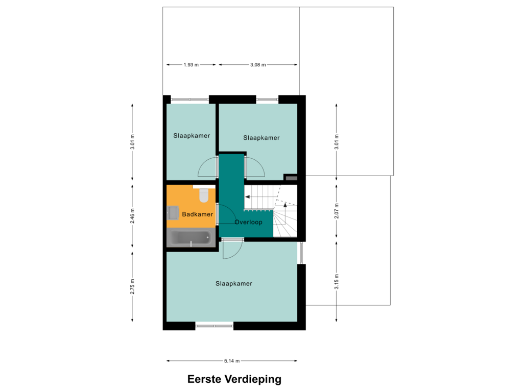 Bekijk plattegrond van Eerste Verdieping van Ribesstraat 34