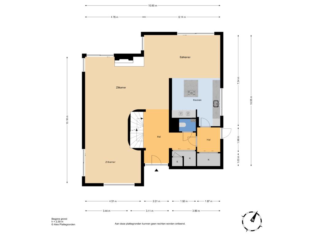 Bekijk plattegrond van Begane grond van Oranjelaan 10