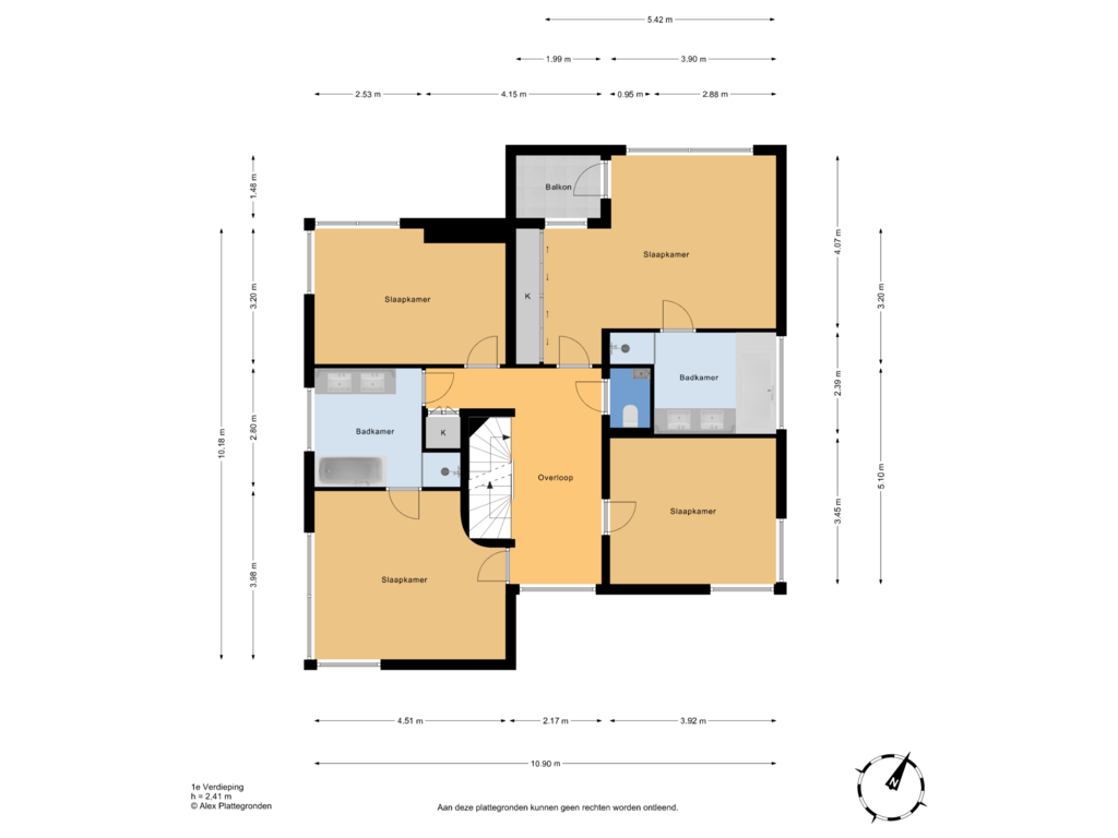 Bekijk plattegrond van 1e Verdieping van Oranjelaan 10