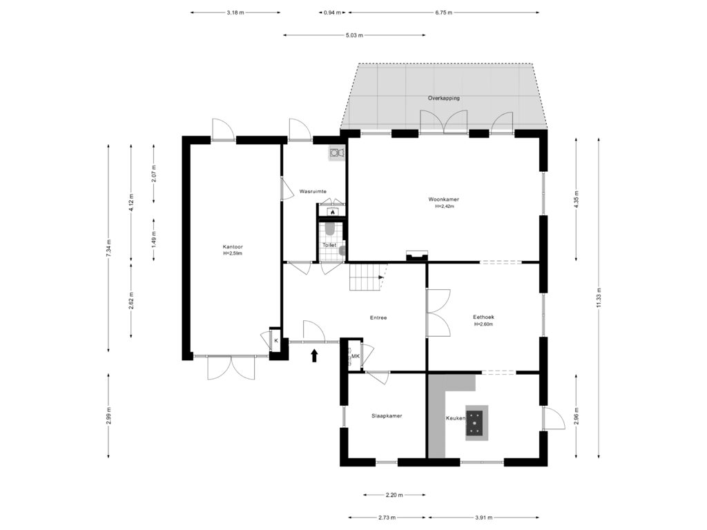 Bekijk plattegrond van Begane Grond van Maandenweg 25