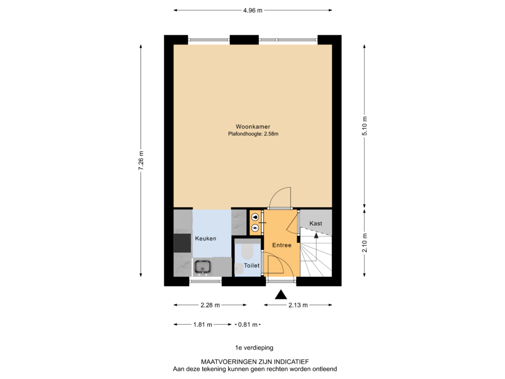 View floorplan of 1e verdieping of Beethovenlaan 204