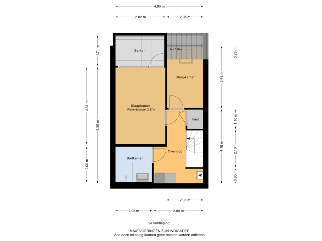 View floorplan of 2e verdieping of Beethovenlaan 204