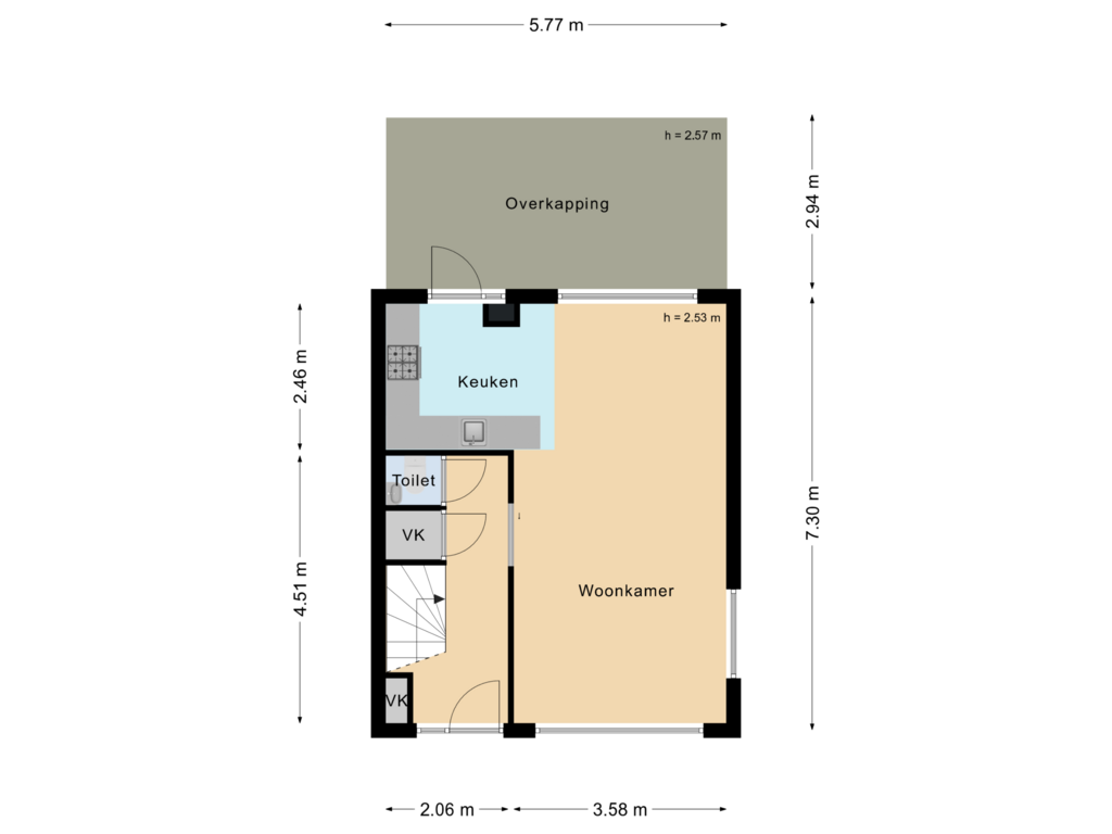 View floorplan of Begane grond of Jacob Houtinghstraat 4