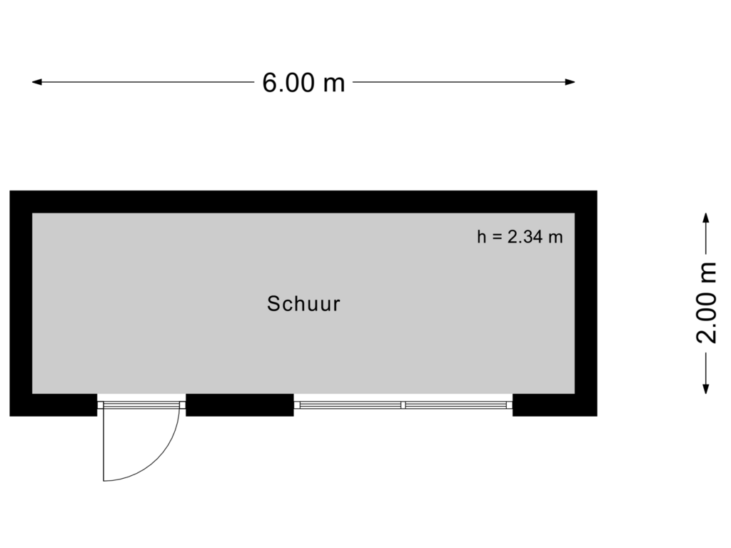 View floorplan of Schuur of Jacob Houtinghstraat 4