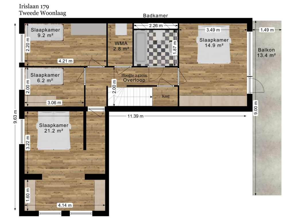 View floorplan of Tweede Woonlaag of Irislaan 179