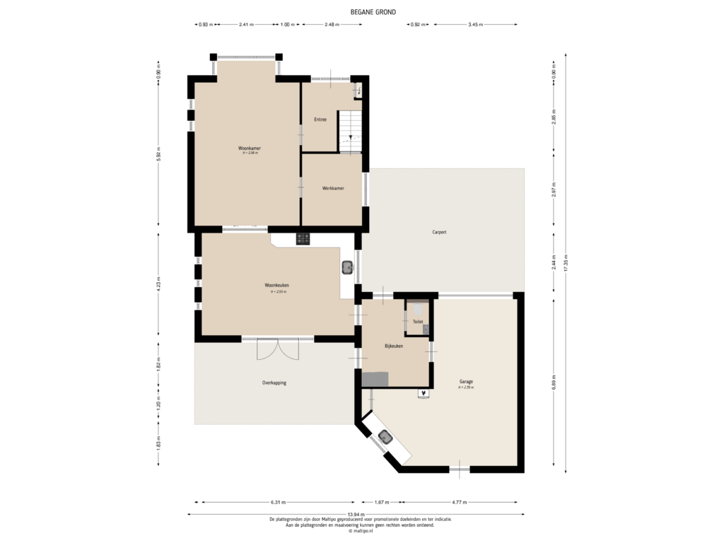 Bekijk plattegrond van Begane grond van Hofhooistraat 15