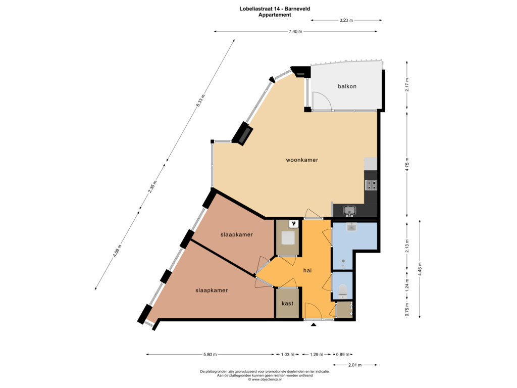 Bekijk plattegrond van Appartement van Lobeliastraat 14