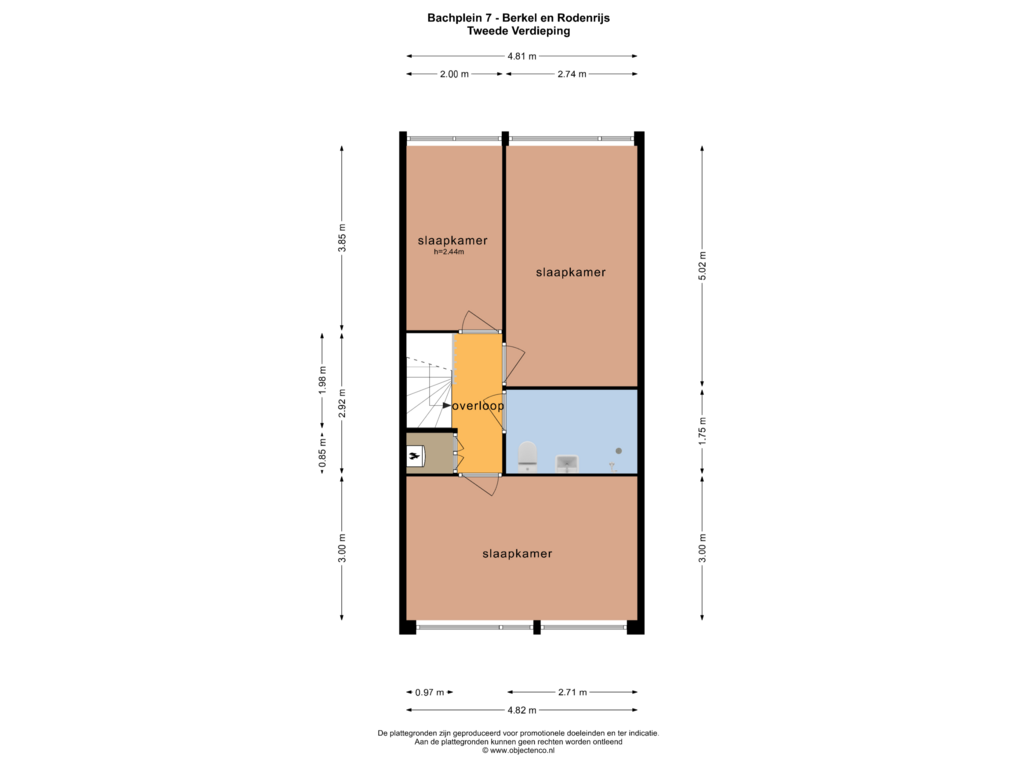 Bekijk plattegrond van TWEEDE VERDIEPING van Bachplein 7