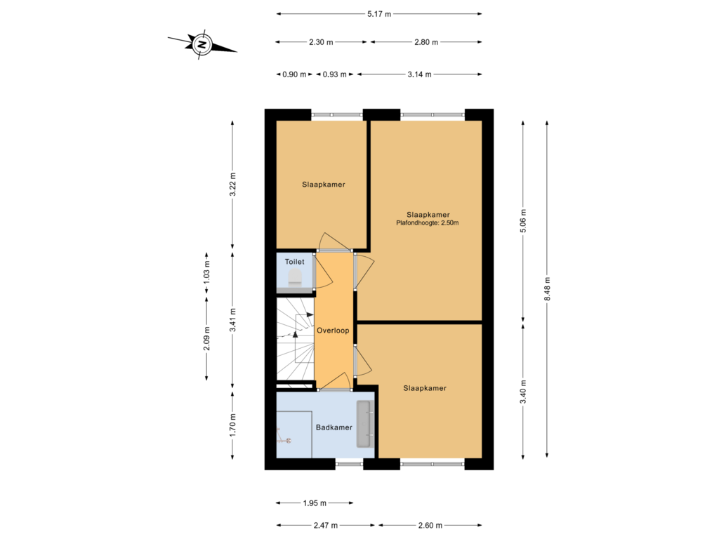 Bekijk plattegrond van 1e verdieping van Standerdmolen 3