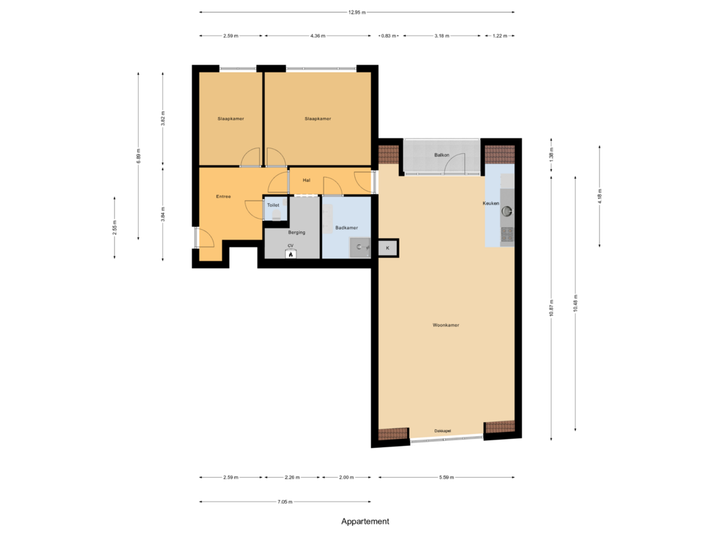 Bekijk plattegrond van Appartement van Kattensingel 11-B