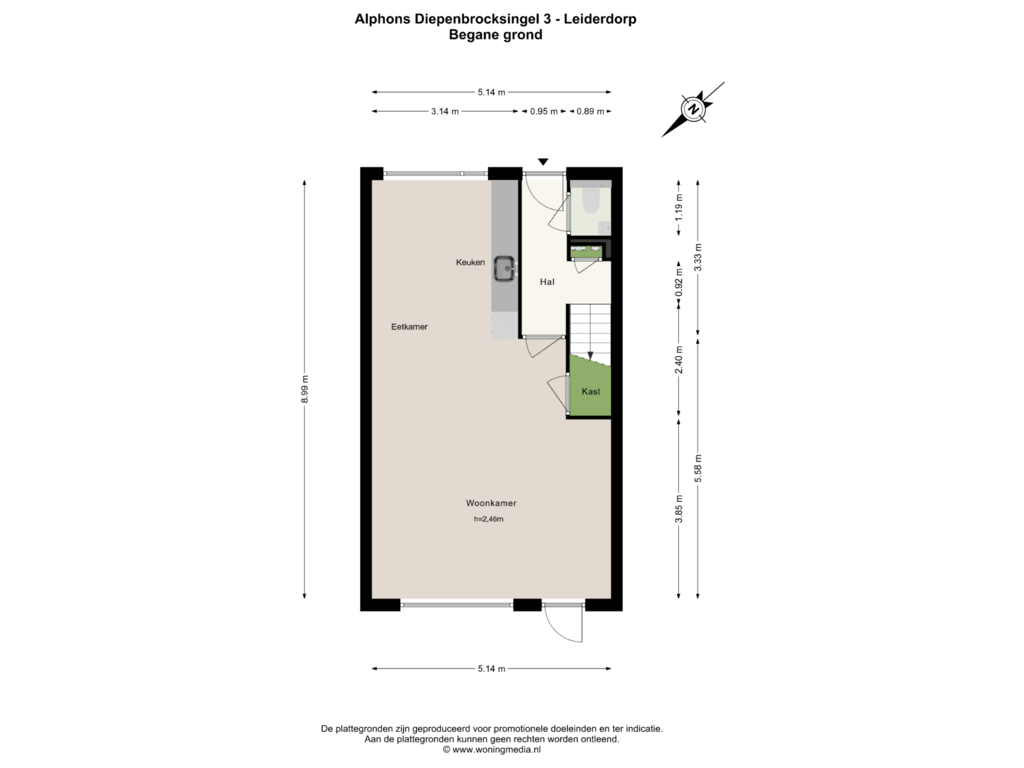 Bekijk plattegrond van Begane grond van Alphons Diepenbrocksingel 3