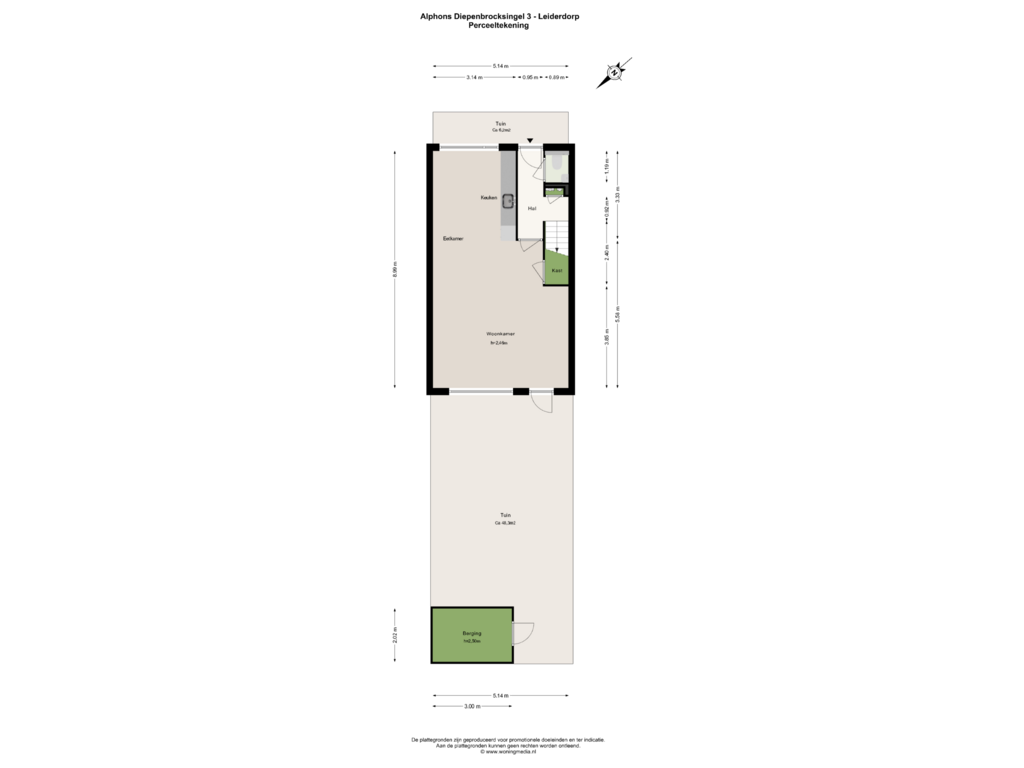 Bekijk plattegrond van Perceeltekening van Alphons Diepenbrocksingel 3