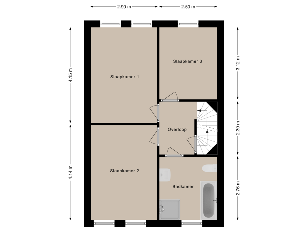 View floorplan of Eerste verdieping of Zwartenberg 11