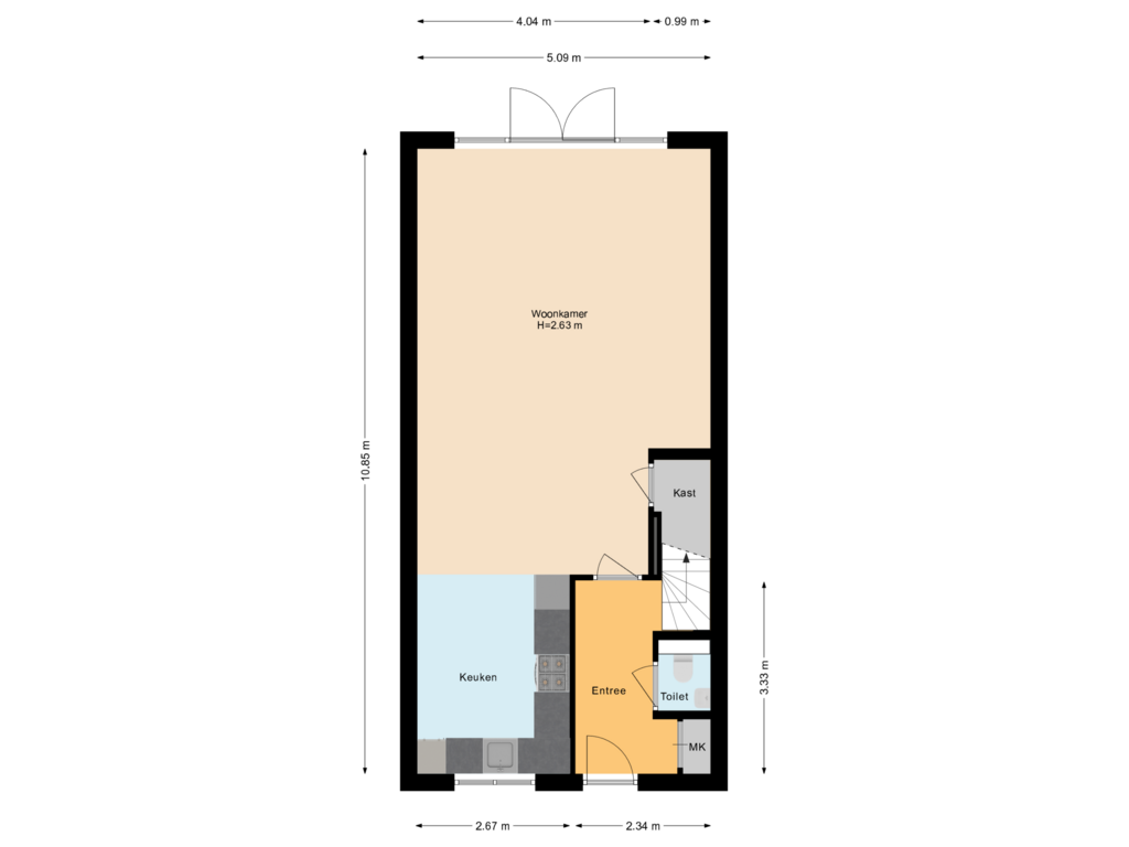 Bekijk plattegrond van Begane Grond van Dokter van de Kolkstraat 26