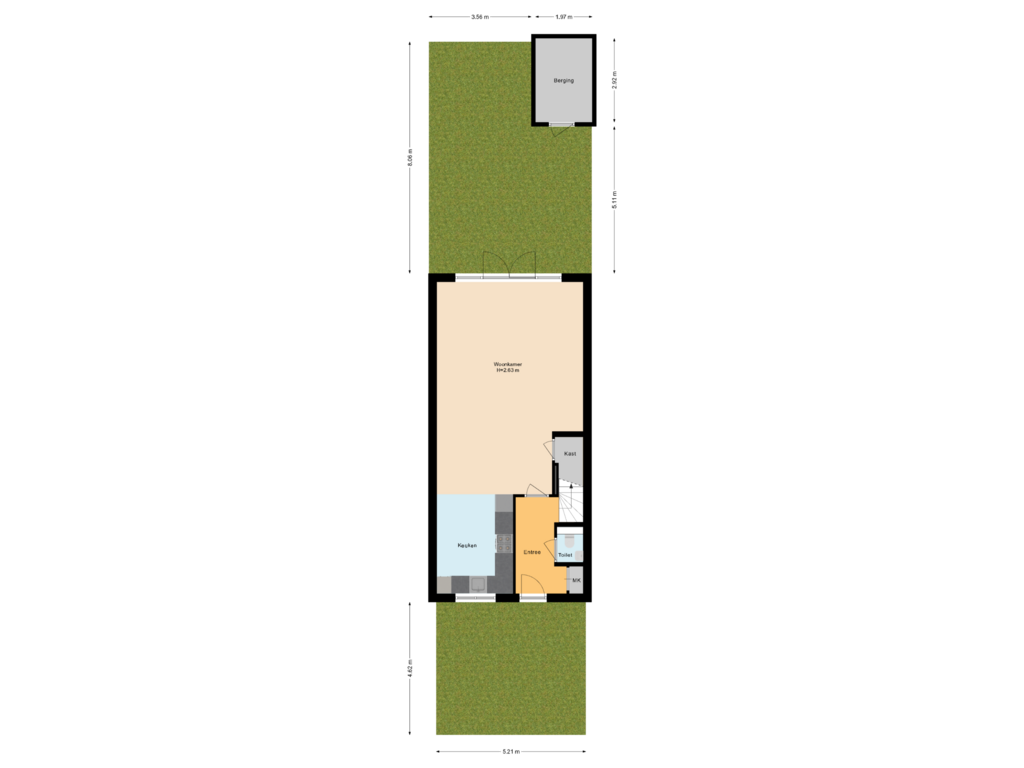 Bekijk plattegrond van Begane Grond Met Tuin van Dokter van de Kolkstraat 26