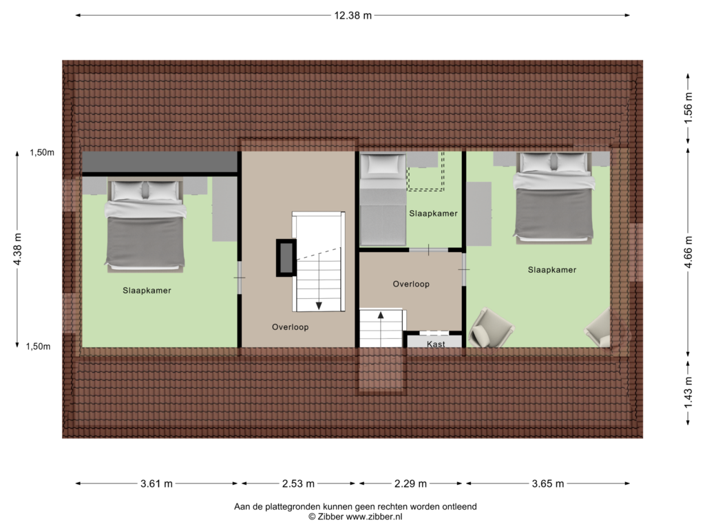 View floorplan of Eerste verdieping of de Jongstraat 7-A