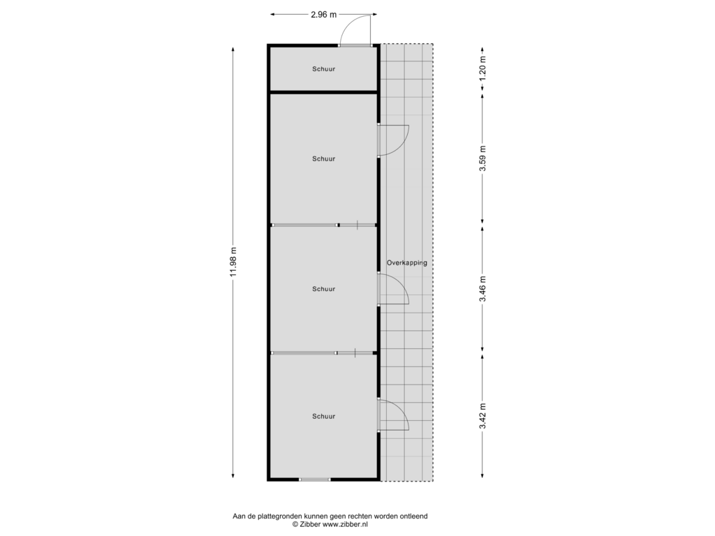 View floorplan of Schuur of de Jongstraat 7-A