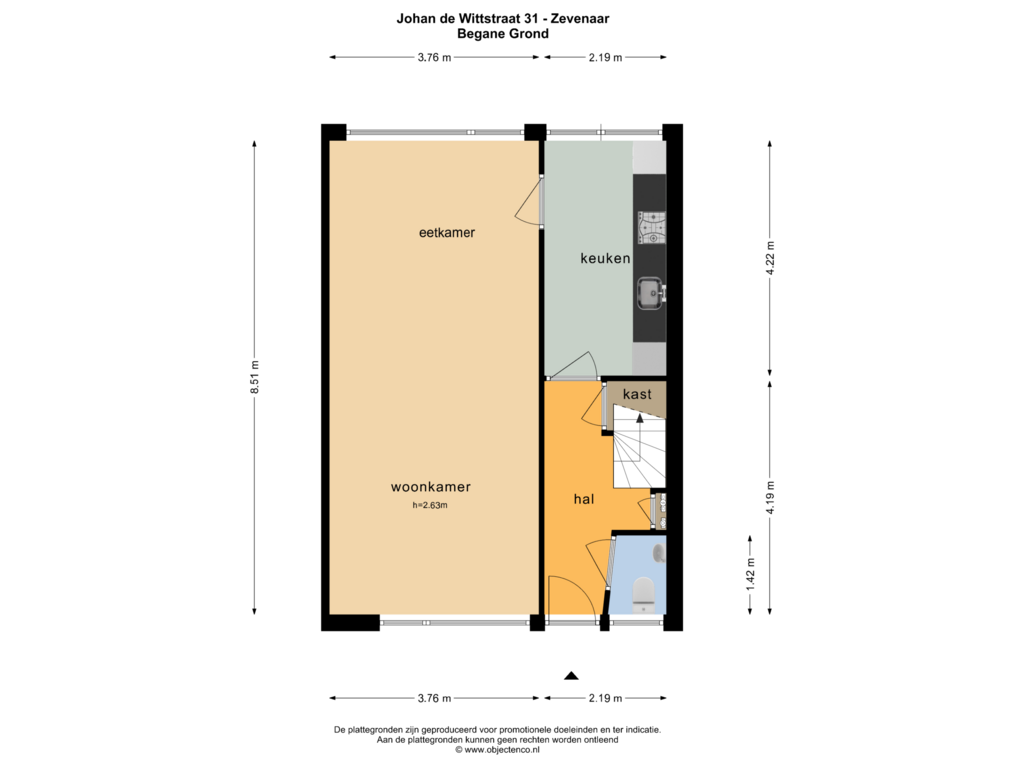 Bekijk plattegrond van BEGANE GROND van Johan de Wittstraat 31