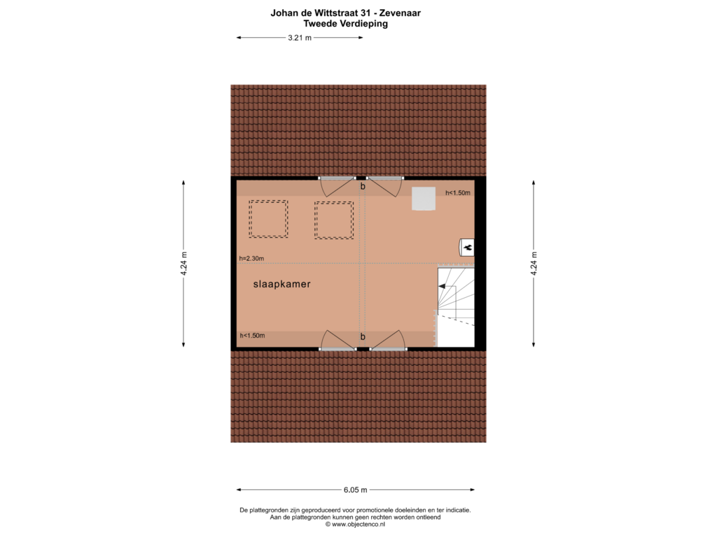 Bekijk plattegrond van TWEEDE VERDIEPING van Johan de Wittstraat 31