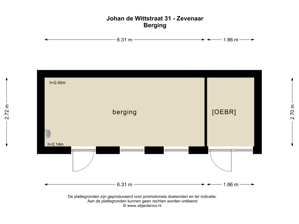 Bekijk plattegrond van BERGING van Johan de Wittstraat 31