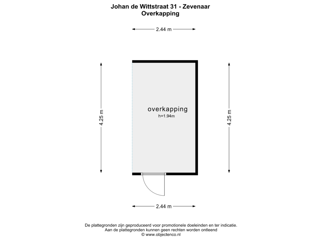 Bekijk plattegrond van OVERKAPPING van Johan de Wittstraat 31