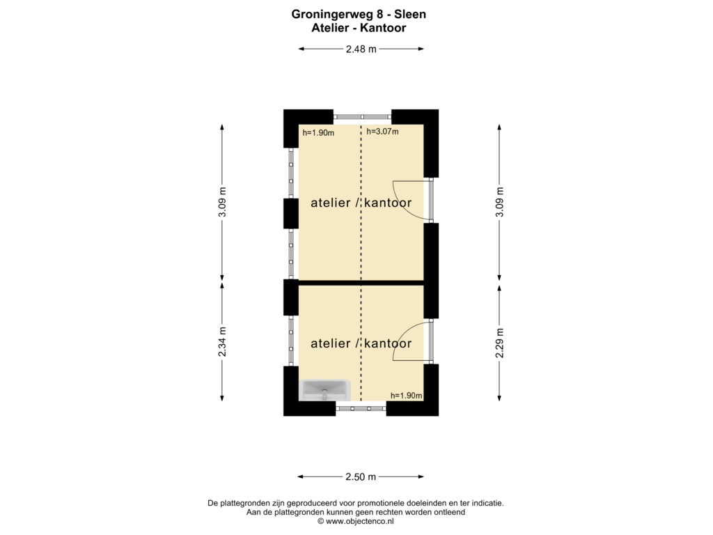 View floorplan of Atelier - Kantoor of Groningerweg 8