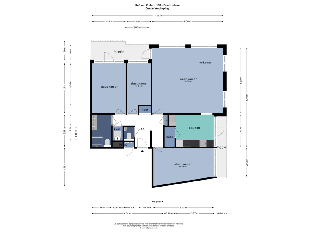 Bekijk plattegrond van DERDE VERDIEPING van Hof van Oxford 136