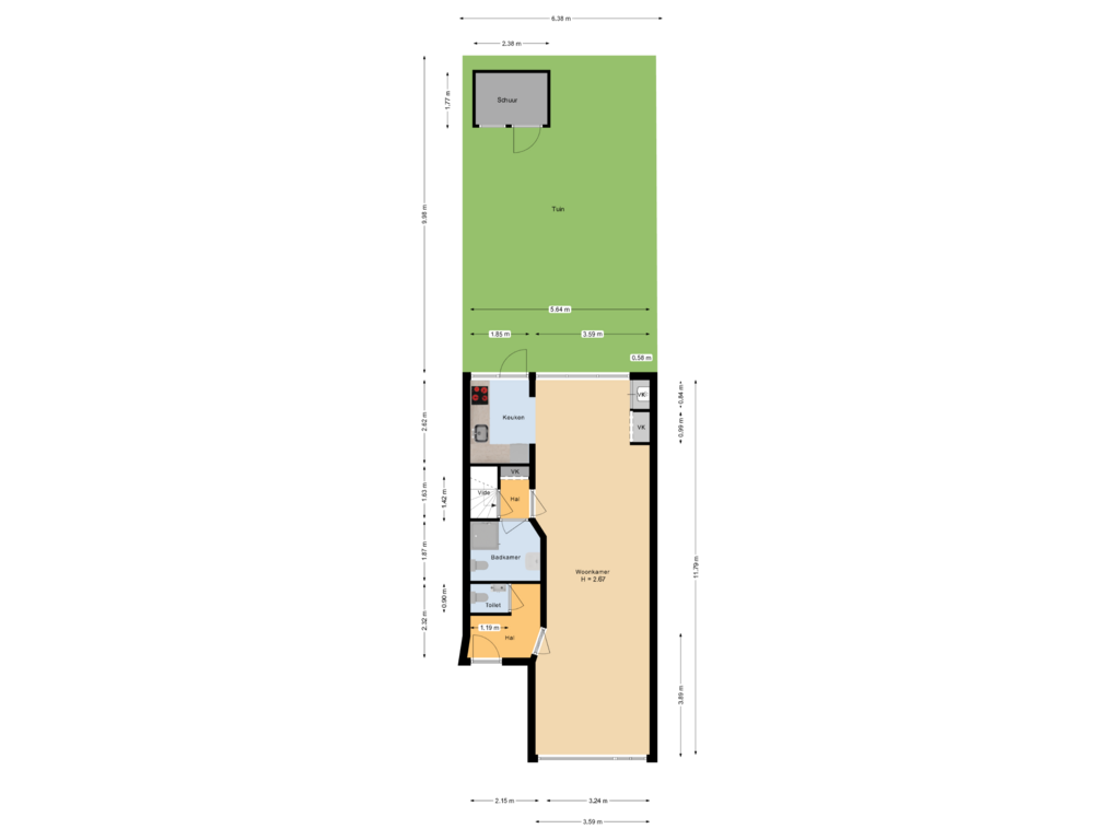 Bekijk plattegrond van perceel van Schieweg 184-A