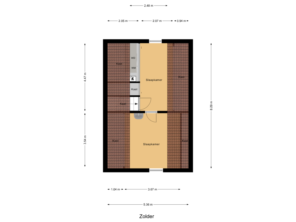 Bekijk plattegrond van Zolder van Stoppelland 29