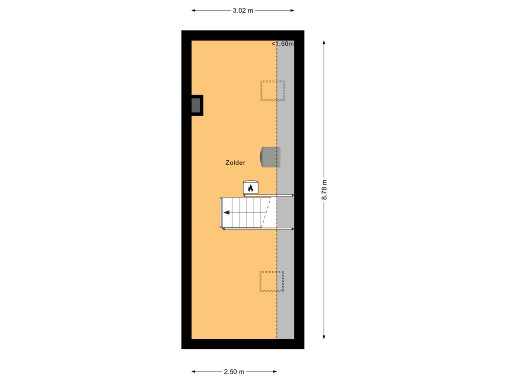 View floorplan of Tweede verdieping of Piet Heynstraat 10