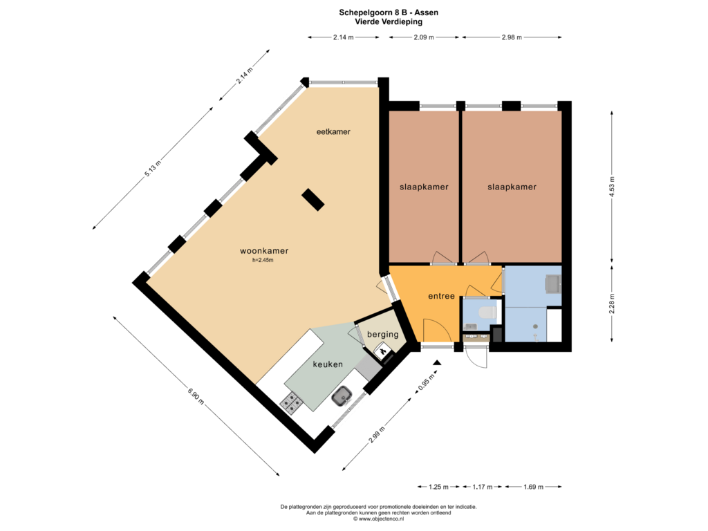 Bekijk plattegrond van VIERDE VERDIEPING van Schepelgoorn 8-B