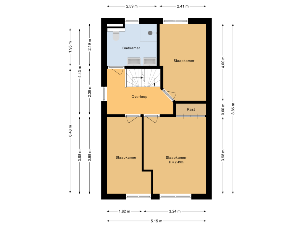 Bekijk plattegrond van Eerste verdieping van Van der Brugghenstraat 11