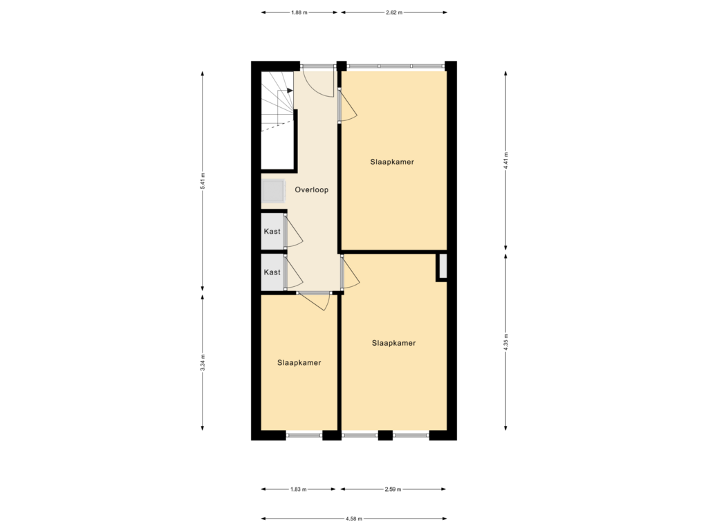 View floorplan of Eerste verdieping of Burgerhoutsestraat 52