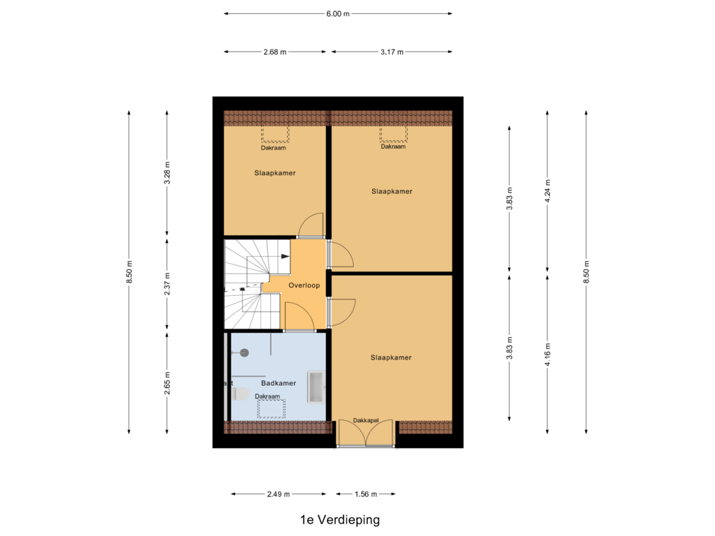 Bekijk plattegrond van 1e Verdieping van Pykeswegje 27