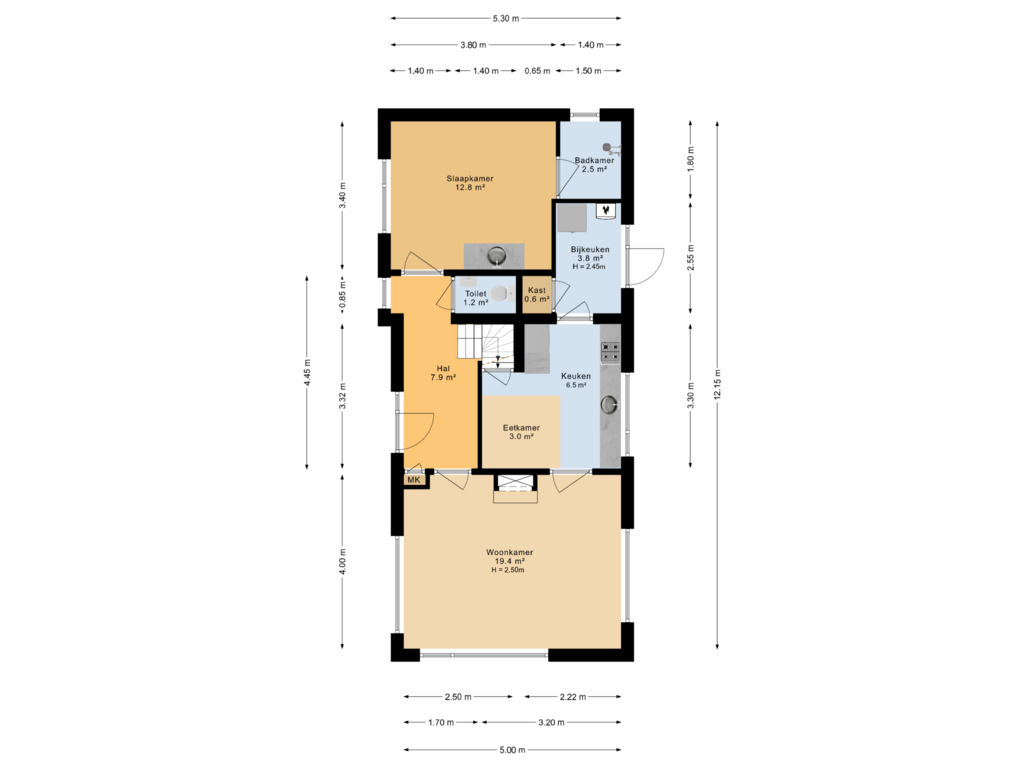 Bekijk plattegrond van Begane grond van De Bou 9