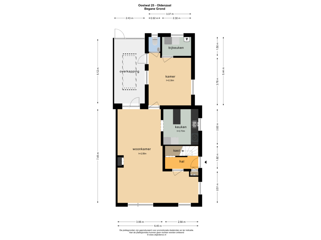 Bekijk plattegrond van Begane Grond van Oostwal 25