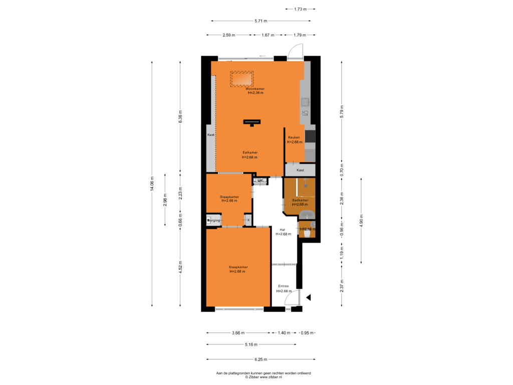 Bekijk plattegrond van Begane Grond van Van Gentstraat 14-H