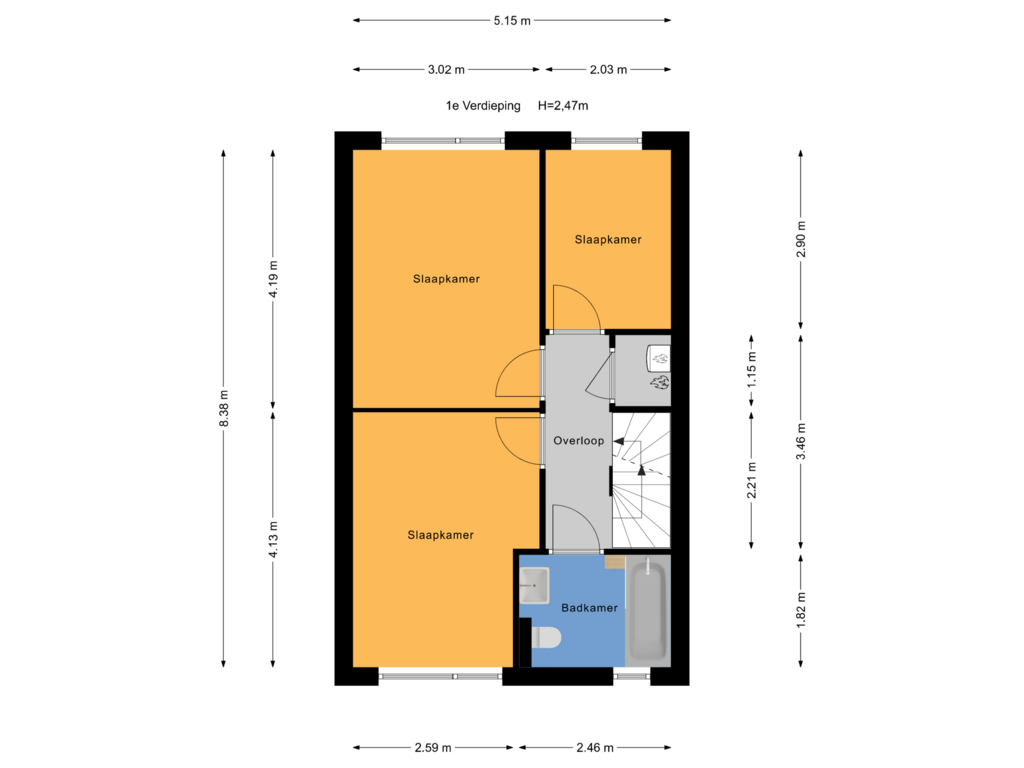 Bekijk plattegrond van 1e Verdieping van Kingstraat 9