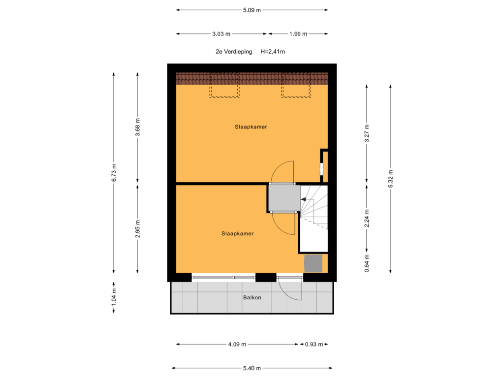 Bekijk plattegrond van 2e Verdieping van Kingstraat 9